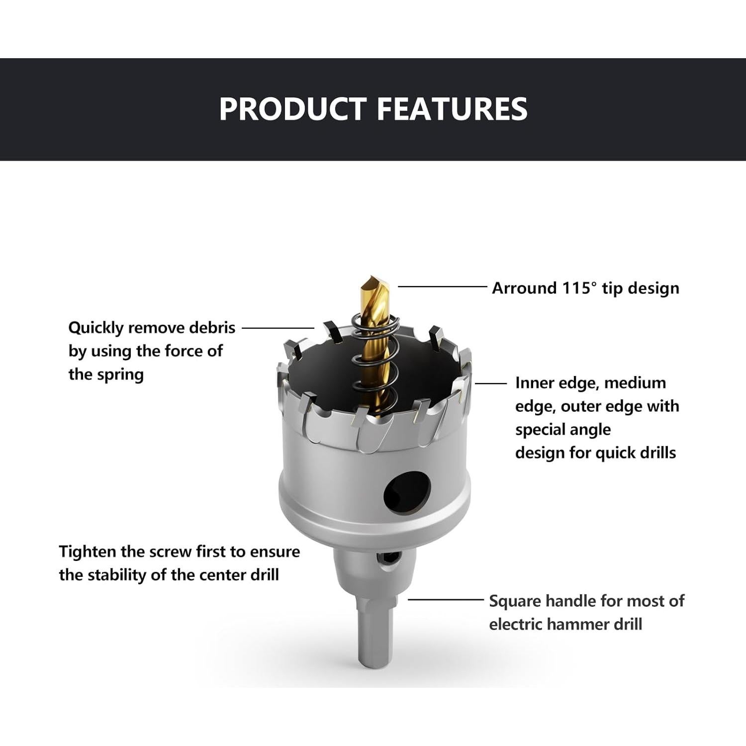 Sierra de Agujero CSOOM 44mm TCT para Metal y Madera