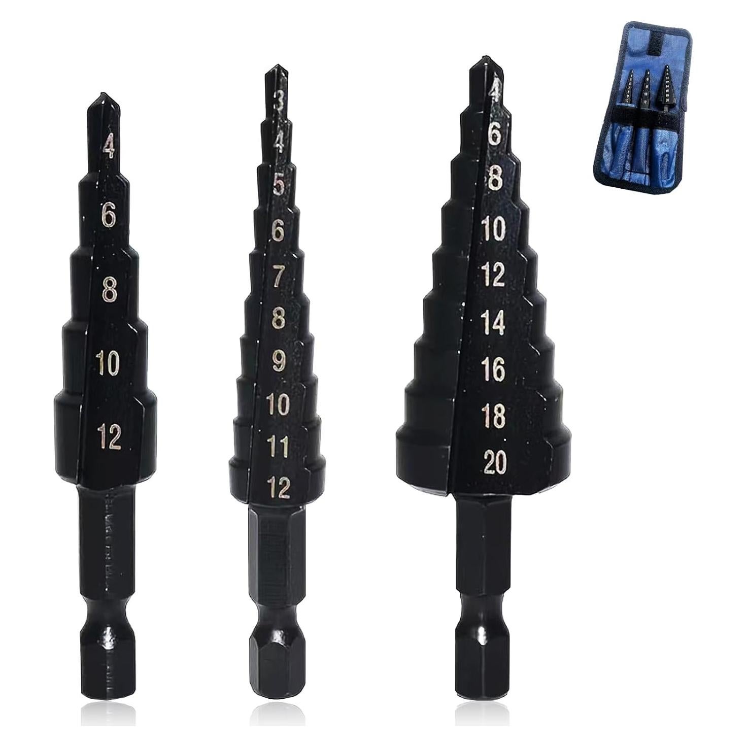 Juego de Brocas Escalonadas Atskonnen 3 Pcs 4-20mm HSS