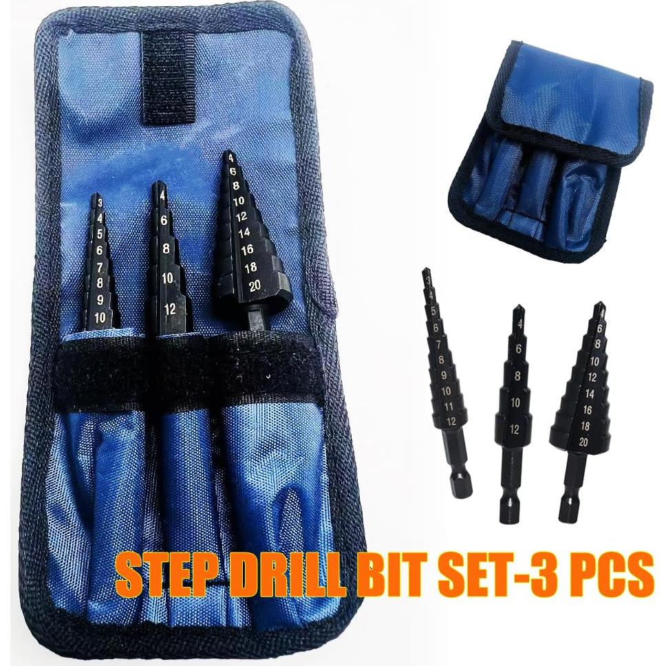 Juego de Brocas Escalonadas Atskonnen 3 Pcs 4-20mm HSS