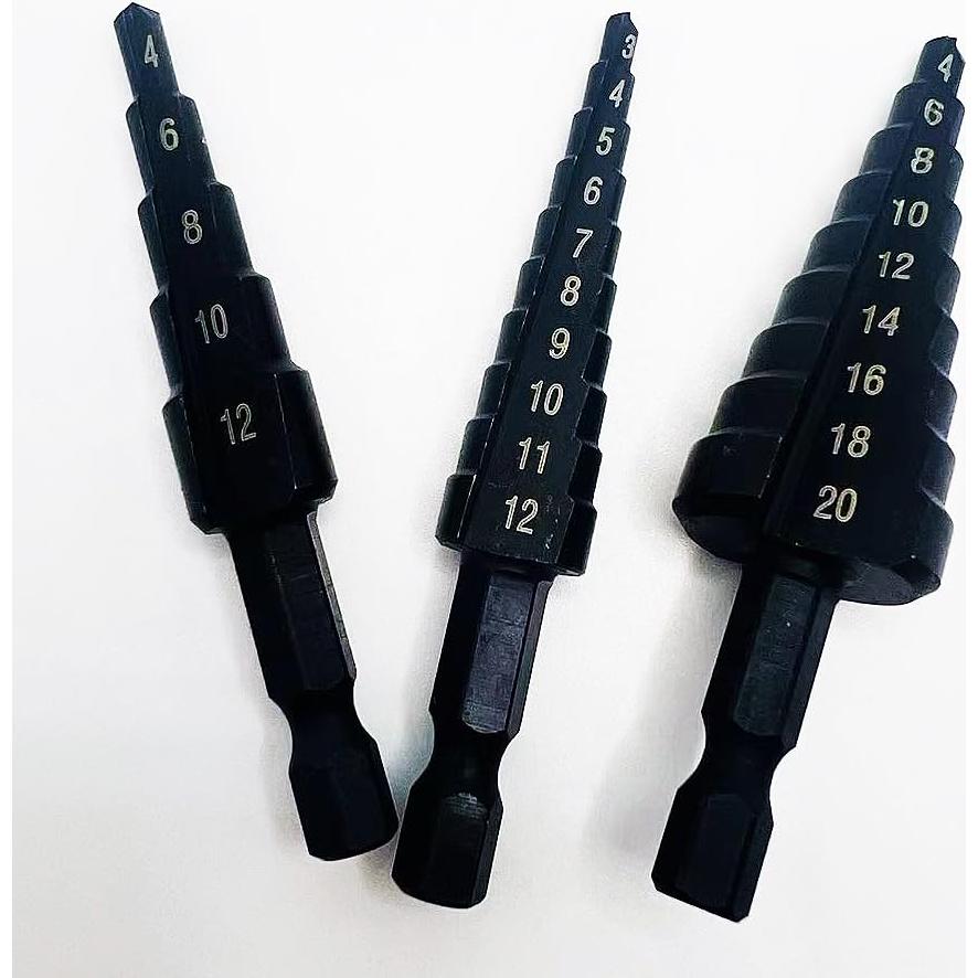 Juego de Brocas Escalonadas Atskonnen 3 Pcs 4-20mm HSS