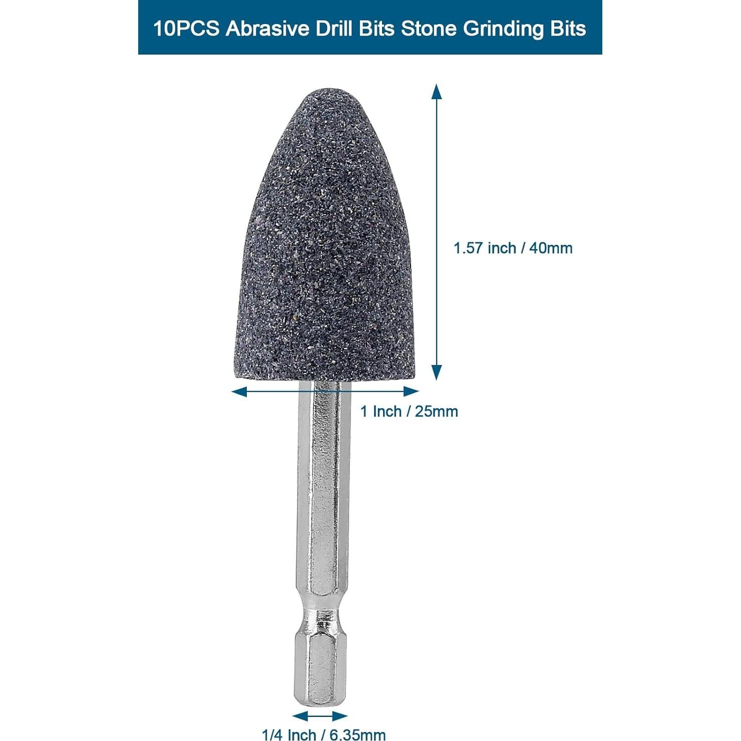 10 Puntas Abrasivas Aracombie 6.35mm para Taladro