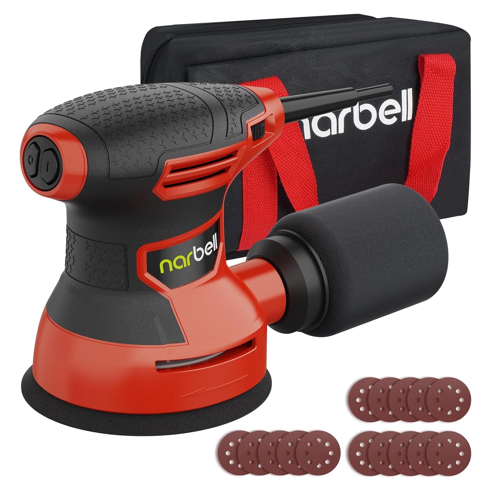 Lijadora Orbital Narbell 3.2A 14000RPM 5" con Bolsa y 15 Papeles