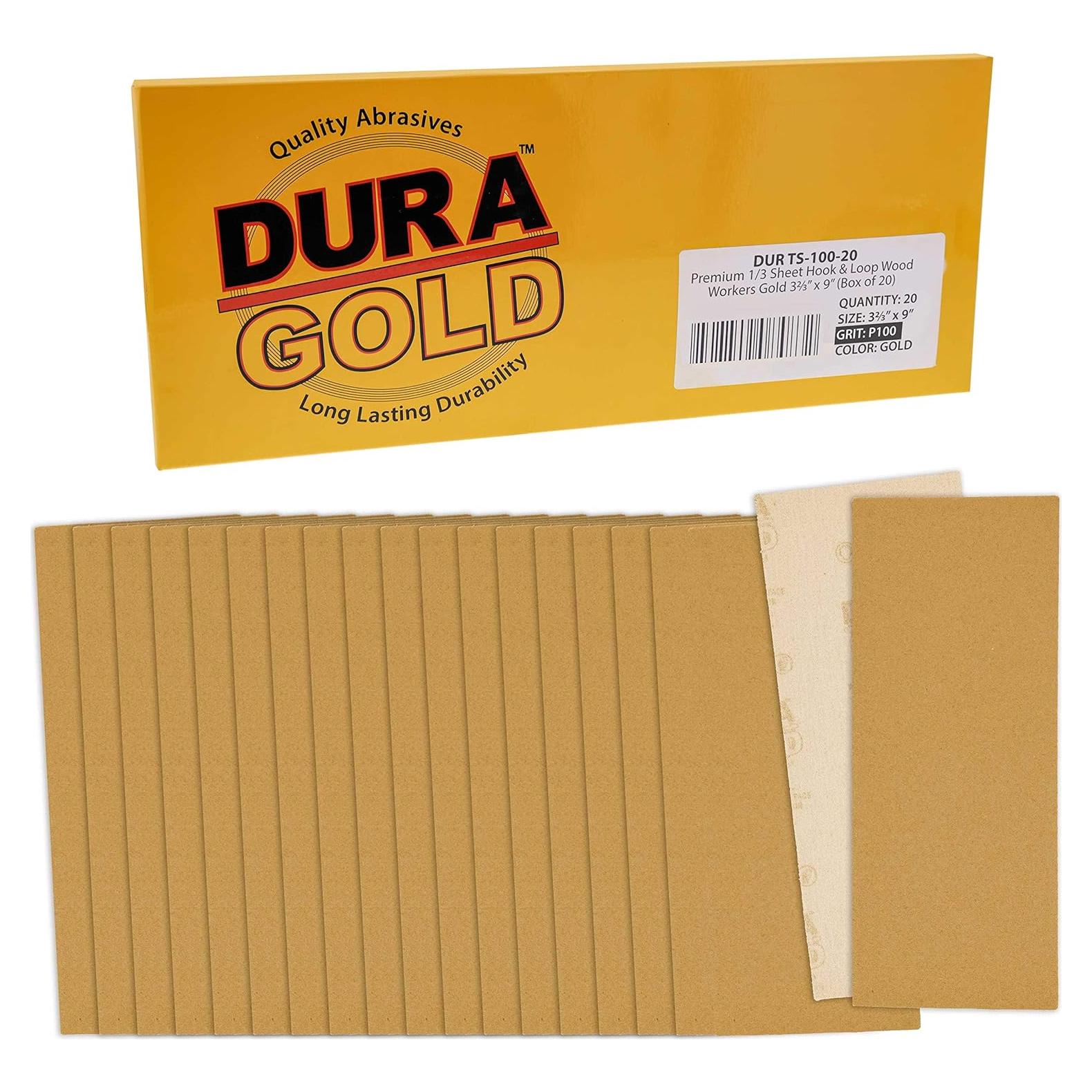 Hojas de Lija Dura-Gold Premium 1/3 100 Granos - Caja de 20