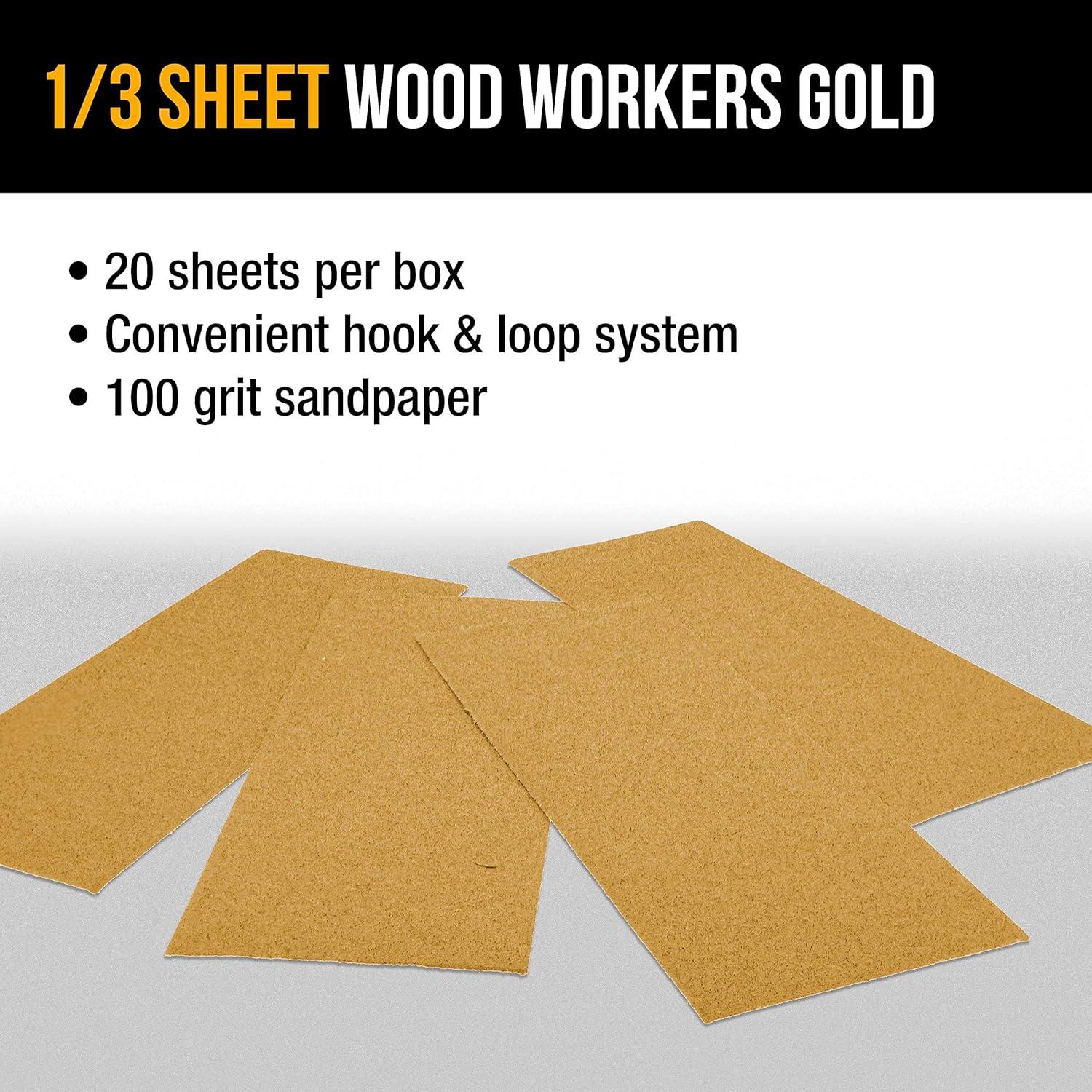 Hojas de Lija Dura-Gold Premium 1/3 100 Granos - Caja de 20