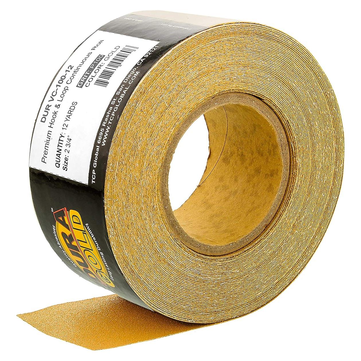 Papel de Lija Dura-Gold 100 Grano Oro 7 cm x 12 m