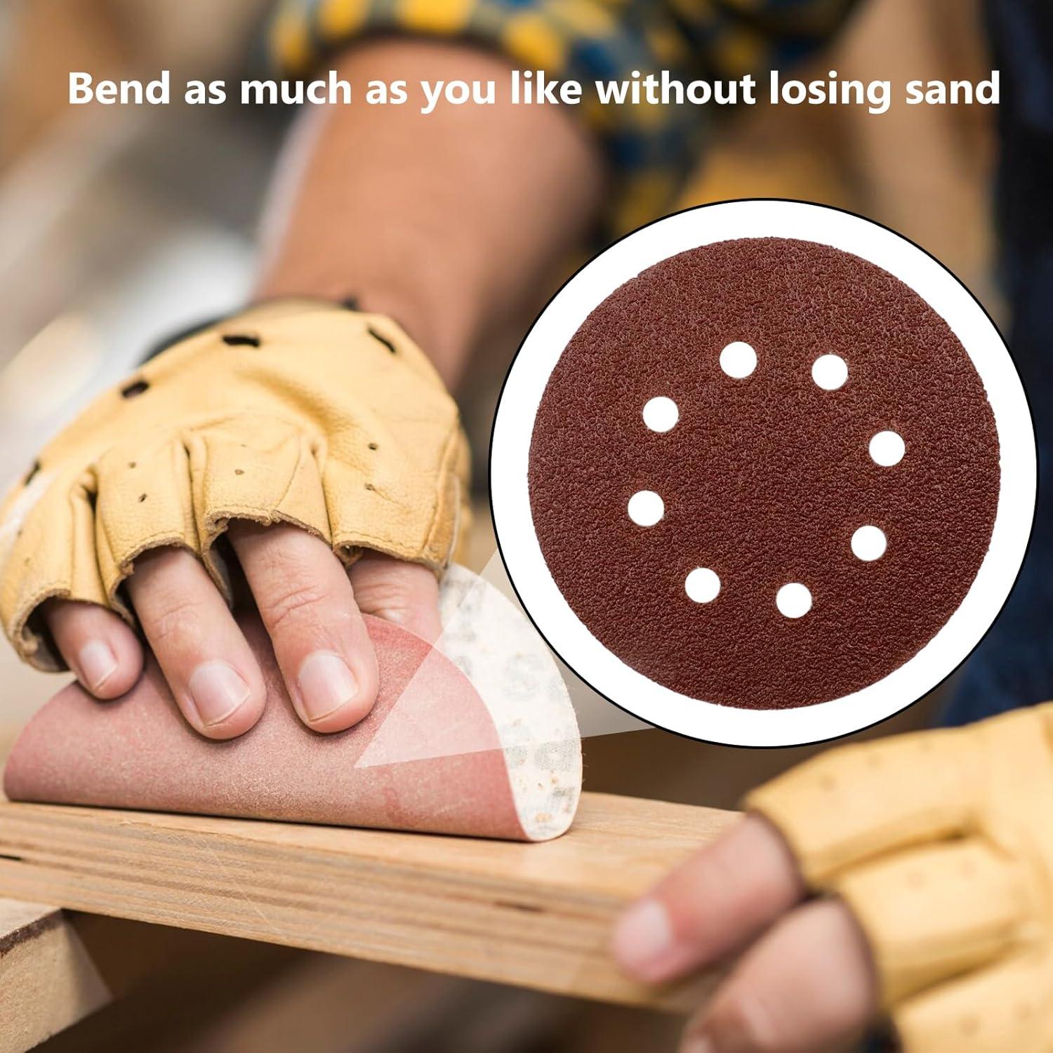 Discos de Lijado Antrader 50 PCS 12,7 cm 40 Grano 8 Agujeros