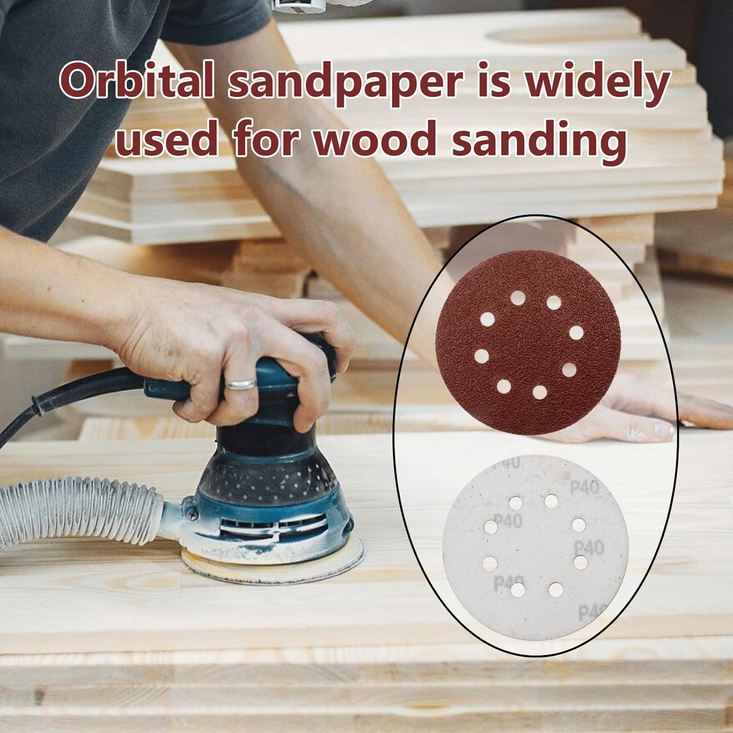 Discos de Lijado Antrader 50 PCS 12,7 cm 40 Grano 8 Agujeros