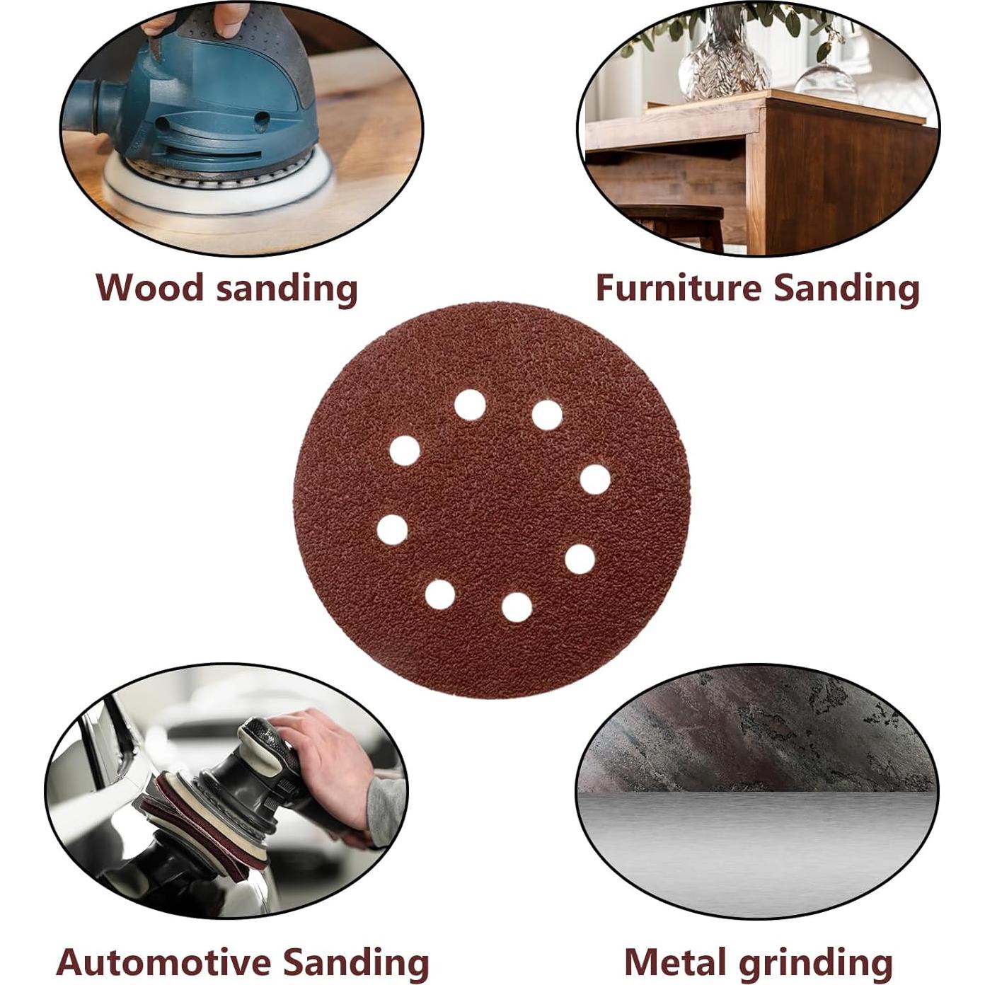 Discos de Lijado Antrader 50 PCS 12,7 cm 40 Grano 8 Agujeros