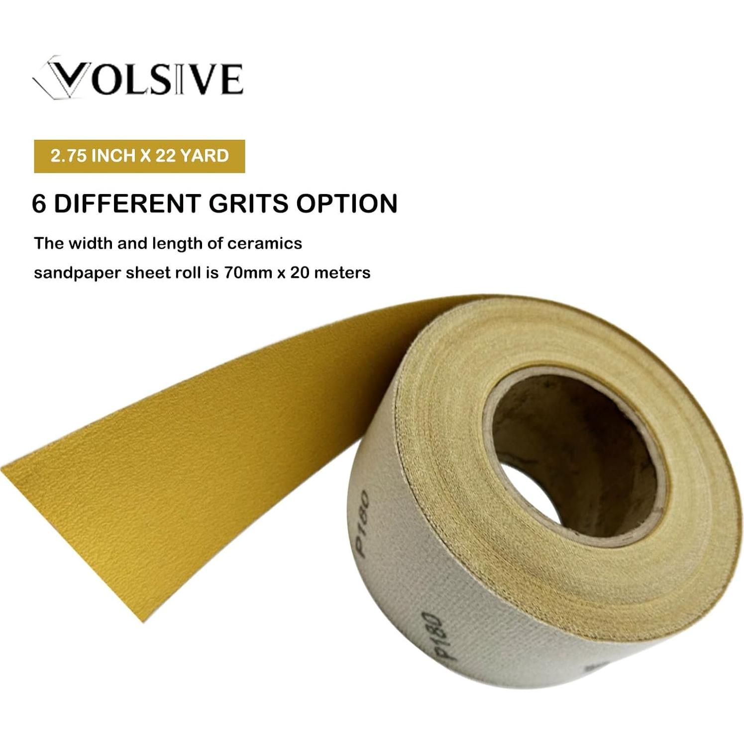 Rollo de Papel de Lija VOLSIVE 120 Grano 6,99 cm x 20,12 m