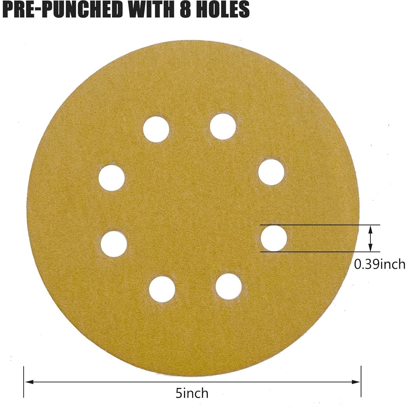 100 Discos de Lijado 12.7 cm QYQRQF 120 Granos 8 Agujeros