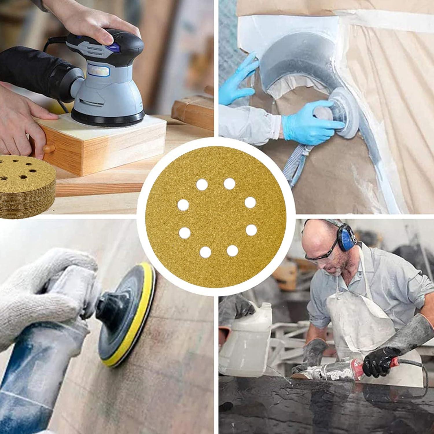 100 Discos de Lijado 12.7 cm QYQRQF 120 Granos 8 Agujeros