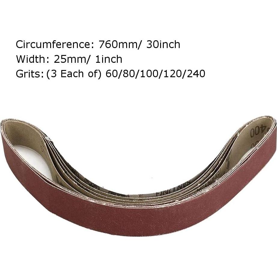 Cintas de Lijado Zivisk 25mm x 760mm 15 Piezas Granos 60-240