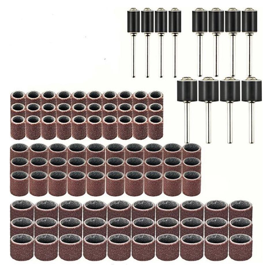 102 Pieces Drum Sander Set, Sanding Drum Set Mini Sand Rings, 90 Pieces Sanding Drums Sleeves Sandpaper and 12 Pieces Sand Drum Mandrels for Rotary Tool