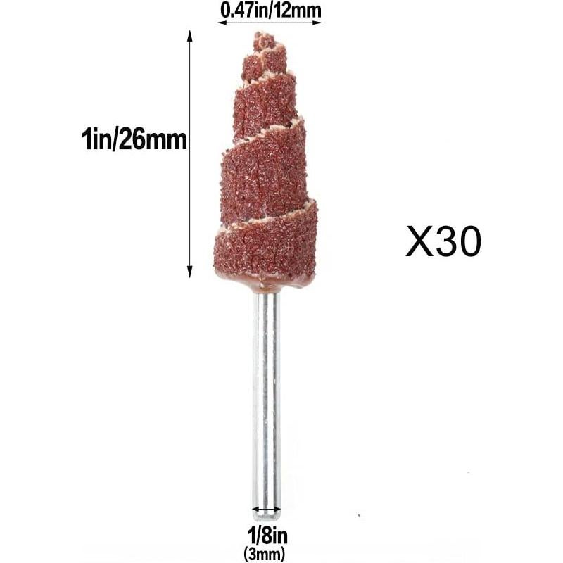 30 Piezas Rueda de Lijado Cono SYPARTS 80 Grano 3 mm