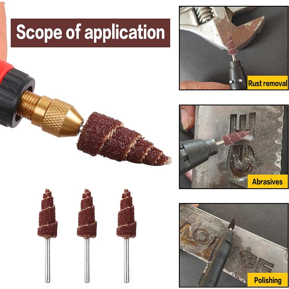 30 Piezas Rueda de Lijado Cono SYPARTS 80 Grano 3 mm