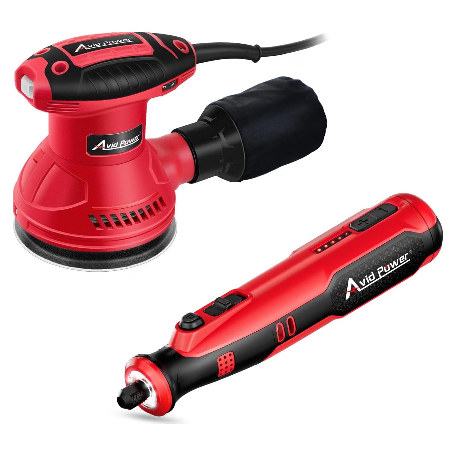 Lijadora Orbital 5" AVID POWER + Herramienta Rotativa 8V