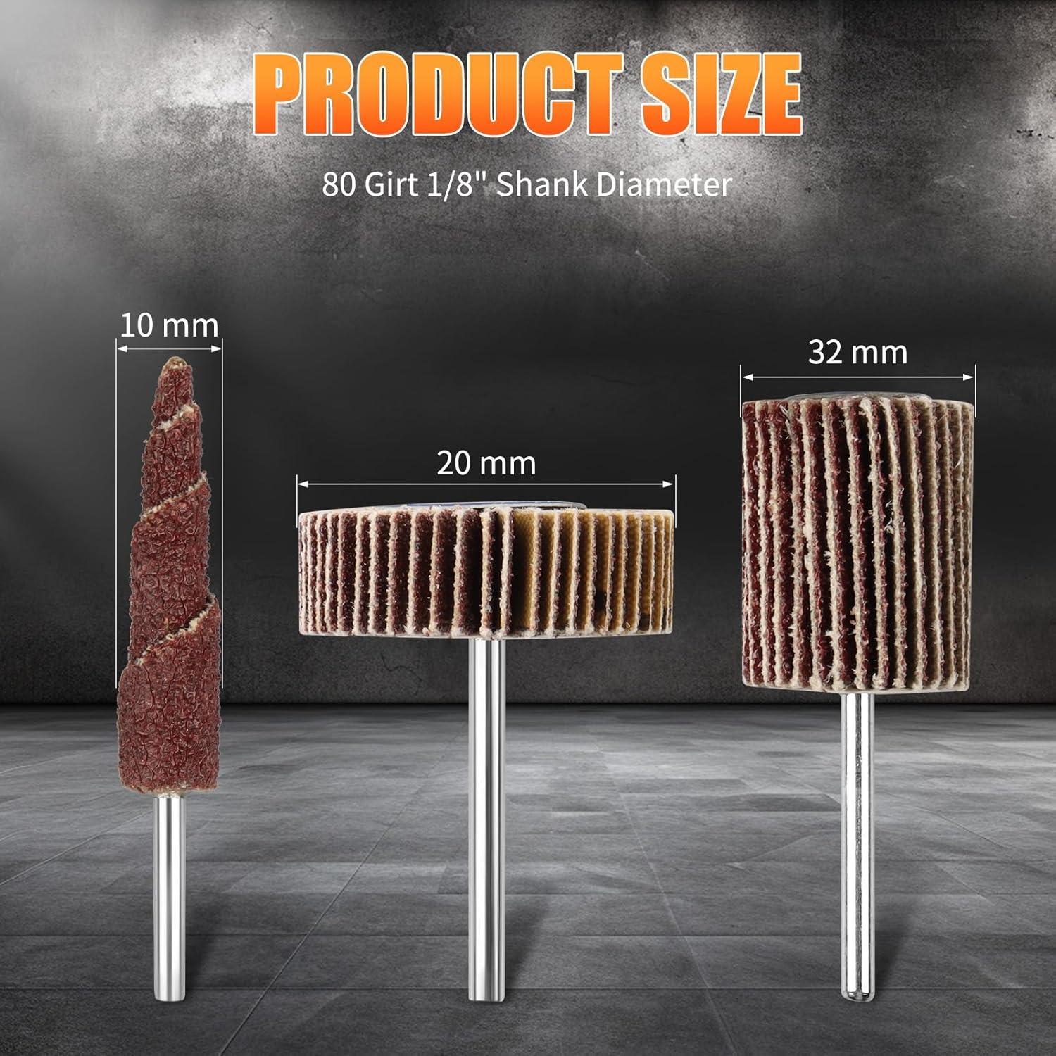 60 Piezas Ruedas de Lijado Flap Mixiflor 80 Granos 3,20 y 2 cm