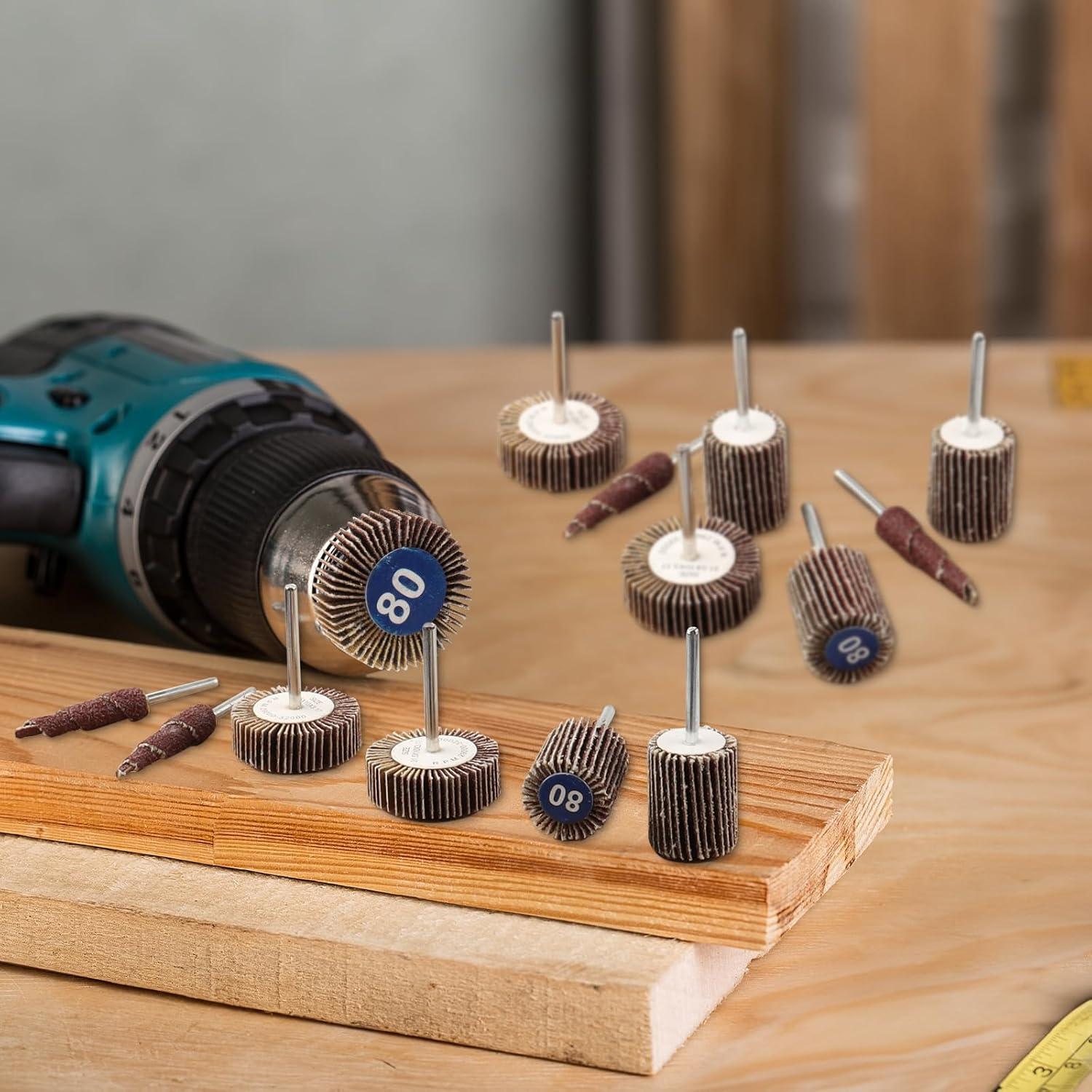 60 Piezas Ruedas de Lijado Flap Mixiflor 80 Granos 3,20 y 2 cm