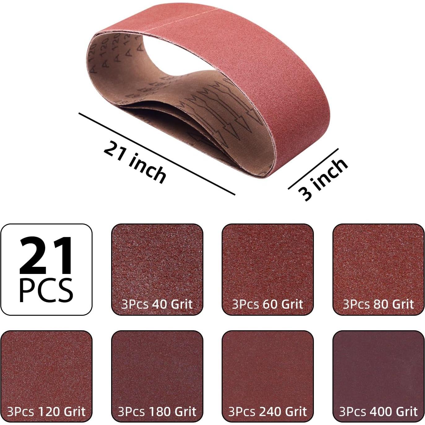 21 Piezas Cintas de Lijado 3x21 Taokyid Granos Variados