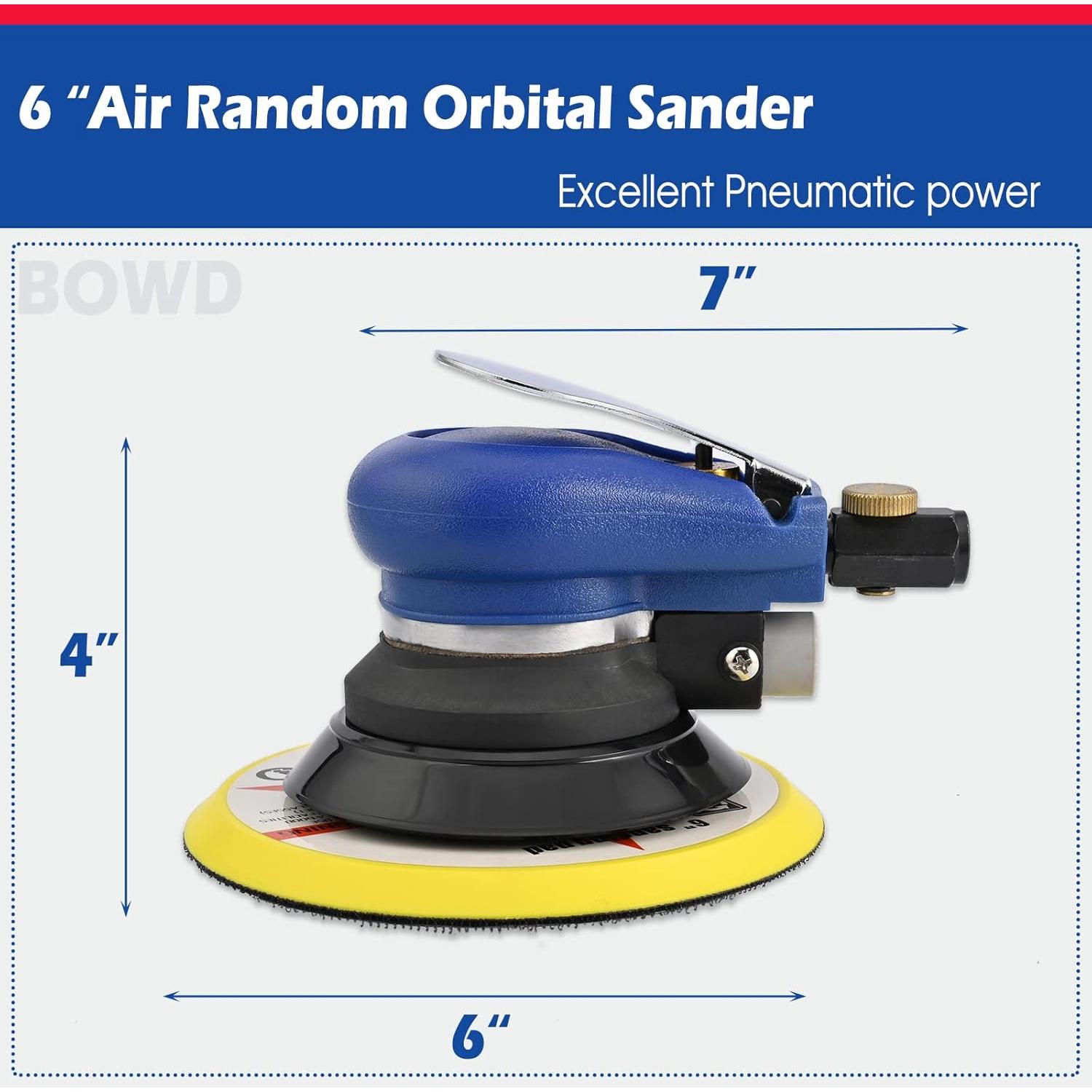 Lijadora Orbital Neumática Bowd 6" con 10 Papeles de Lija P240