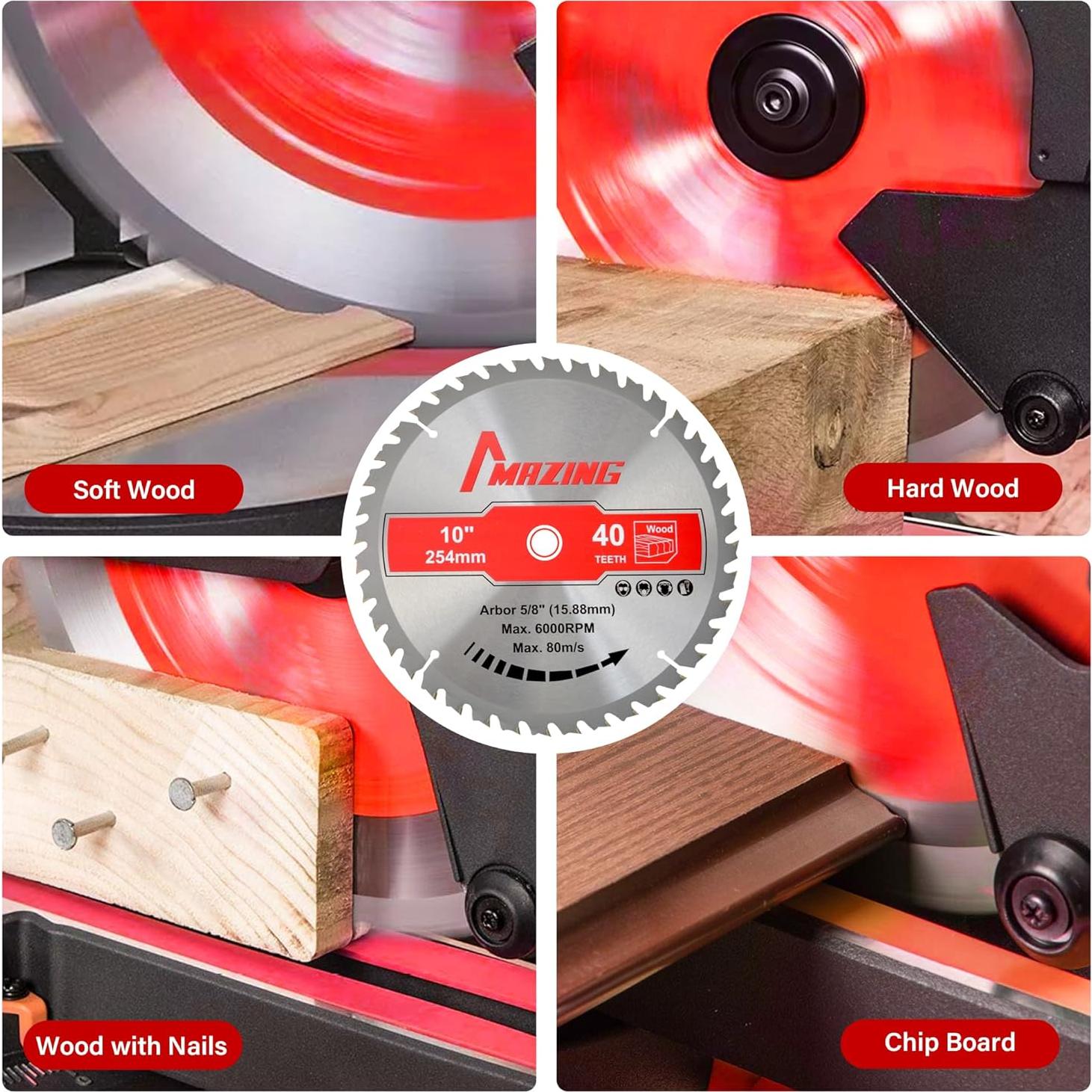 MAZING Paquete 2 Sierras Circulares 25.4cm 40T y 60T