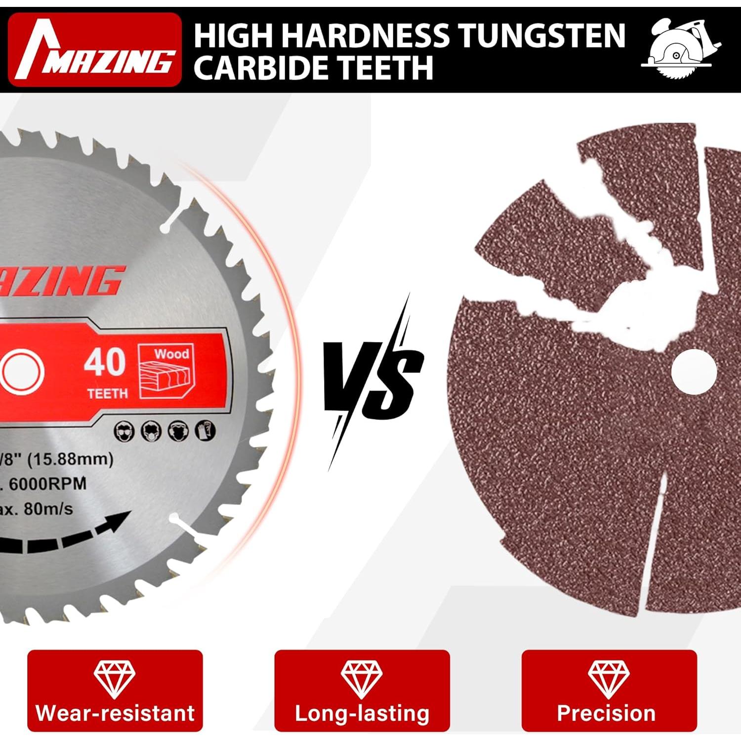 MAZING Paquete 2 Sierras Circulares 25.4cm 40T y 60T