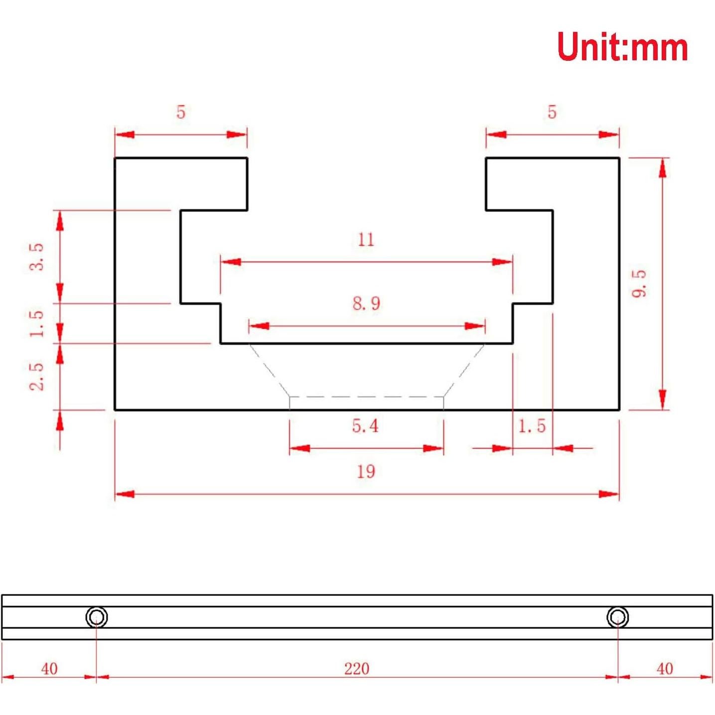Deslizador T-Track Aluminio Zeberoxyz 300mm 4pcs