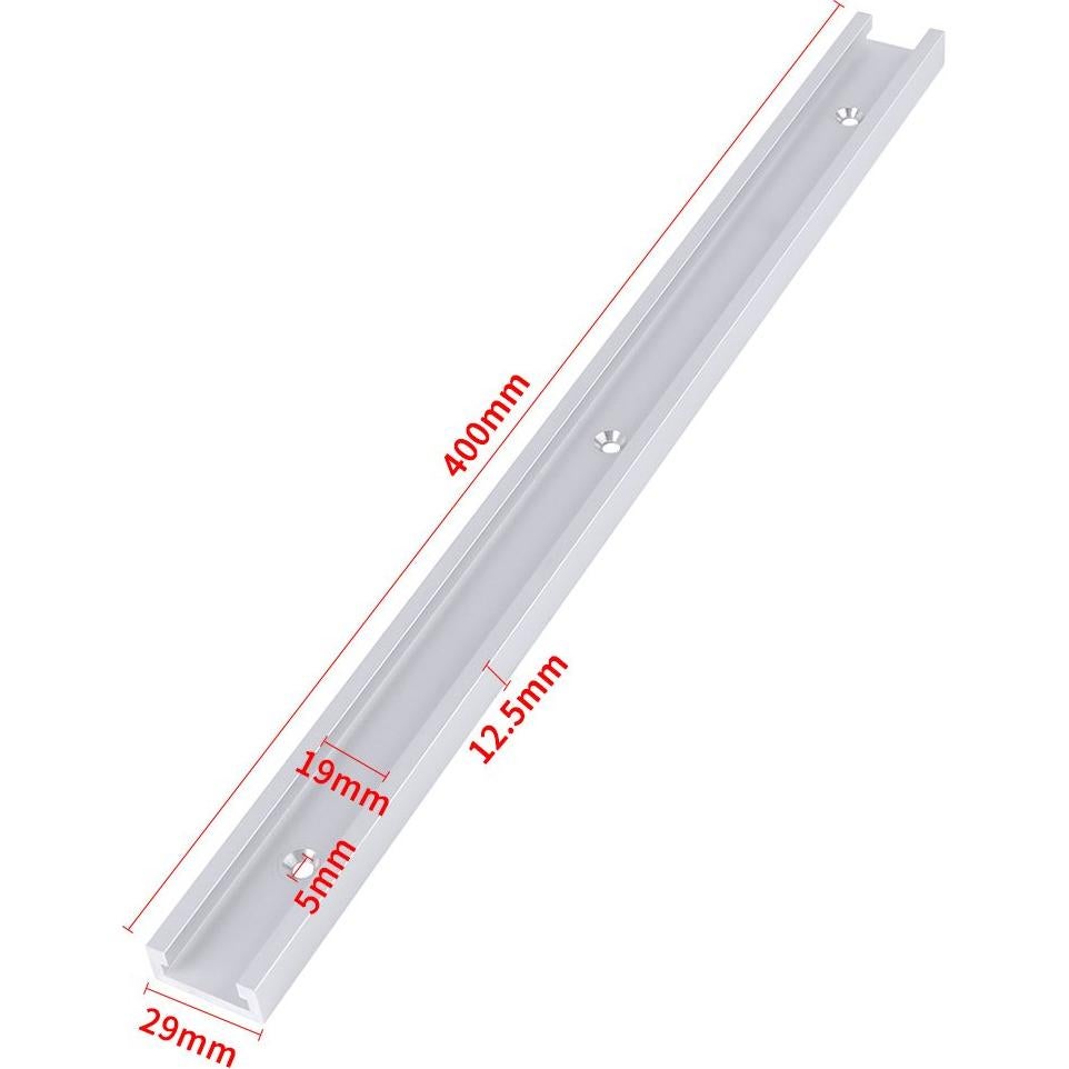 Riel T-Track Canyita 400mm Aluminio con Tornillos