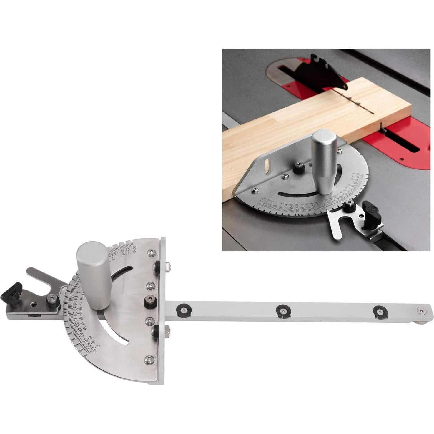 Miter Universal Table Saw Miter Gauge, Solid Aluminum Miter Wear High Accuracy Adjustable Semicircle Table Saw Miter for Woodworking 17.7 x 2.2 x 7in