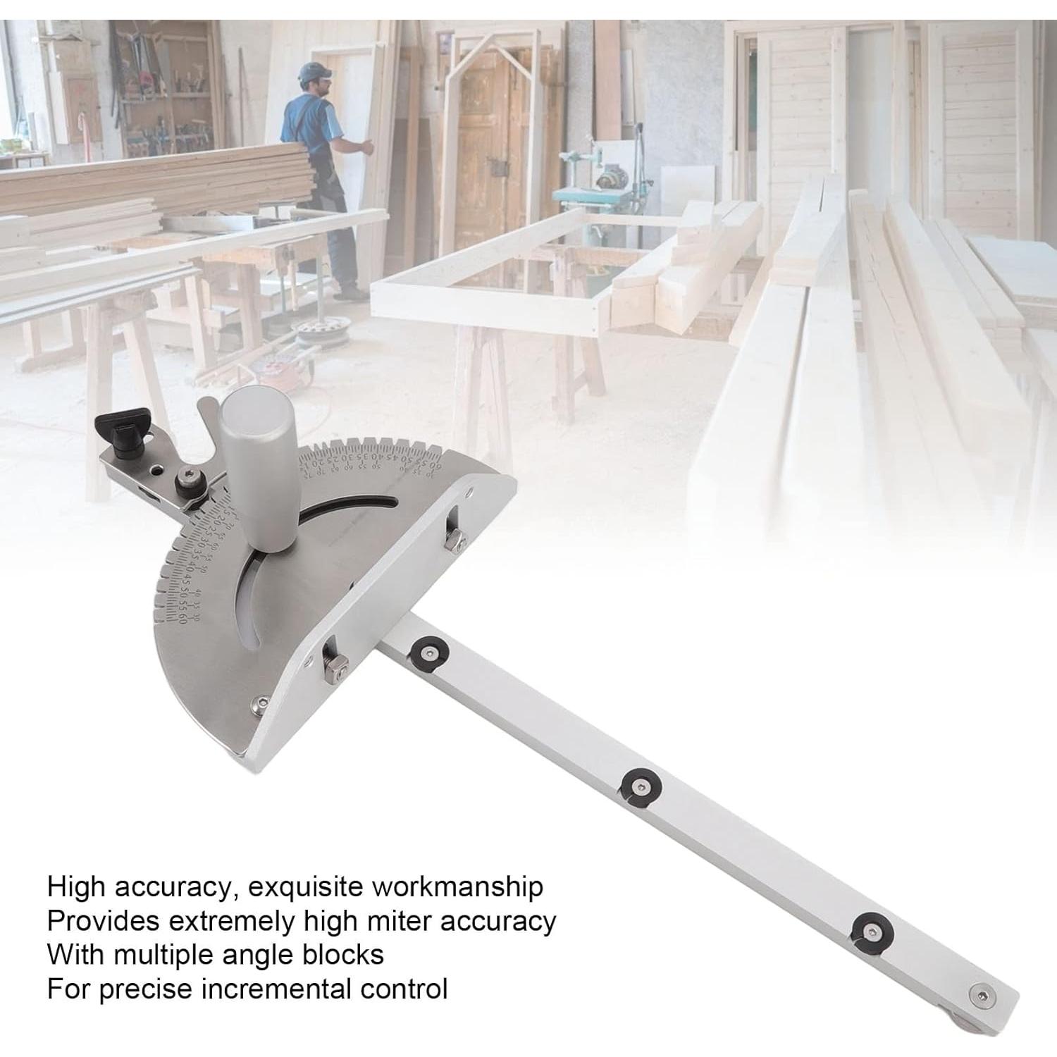 Miter Universal Table Saw Miter Gauge, Solid Aluminum Miter Wear High Accuracy Adjustable Semicircle Table Saw Miter for Woodworking 17.7 x 2.2 x 7in