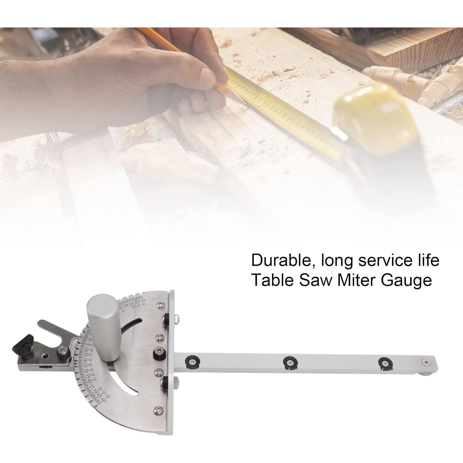 Miter Universal Table Saw Miter Gauge, Solid Aluminum Miter Wear High Accuracy Adjustable Semicircle Table Saw Miter for Woodworking 17.7 x 2.2 x 7in