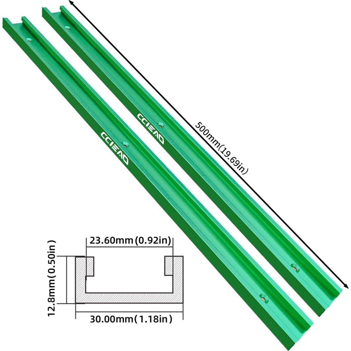 2PCS Carril T Aluminio 500mm CCIEAO Guía de Medición