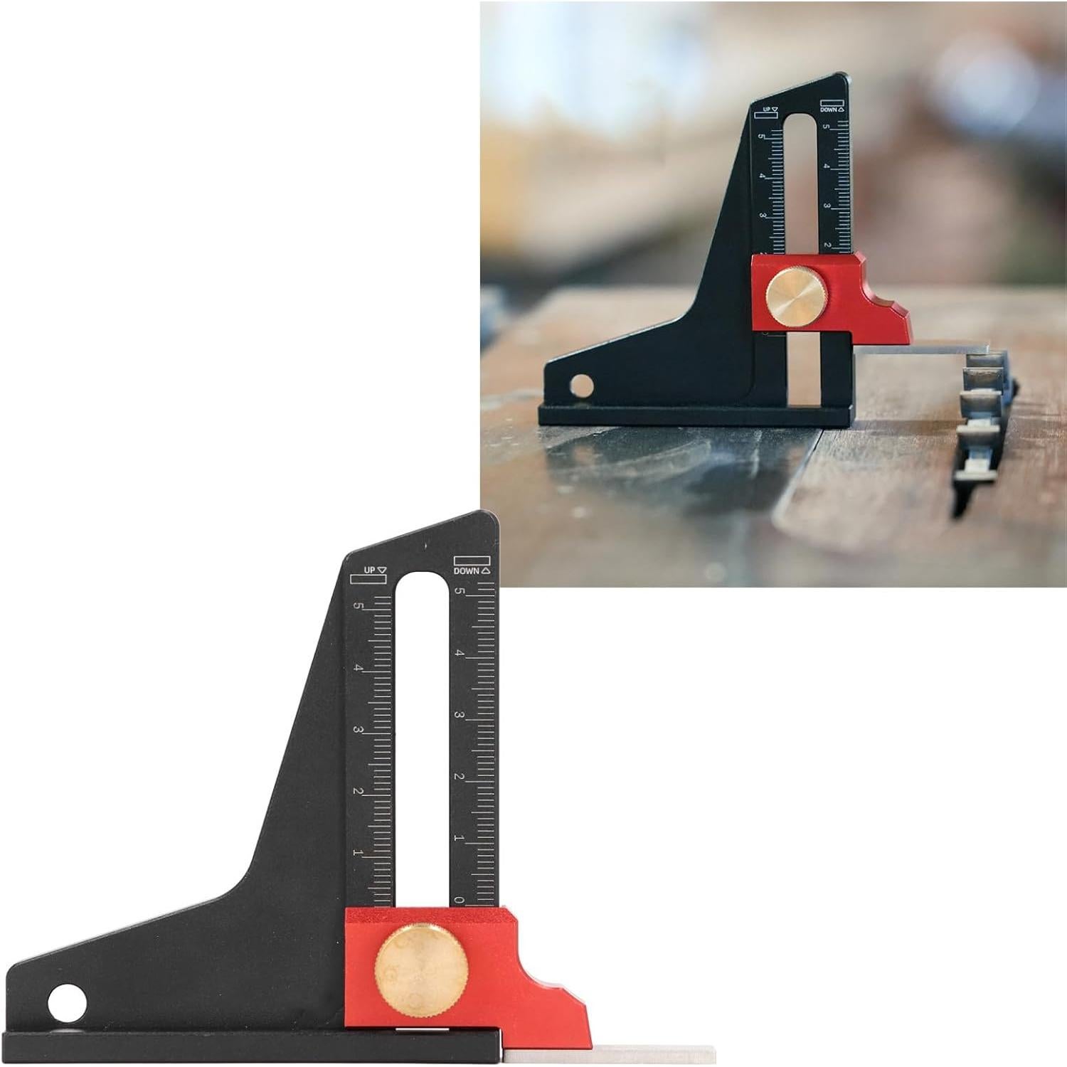 Aluminum Alloy Saw Table Height Depth Measuring Ruler, 0-50mm Range, Woodworking Gauge for Precision Cutting