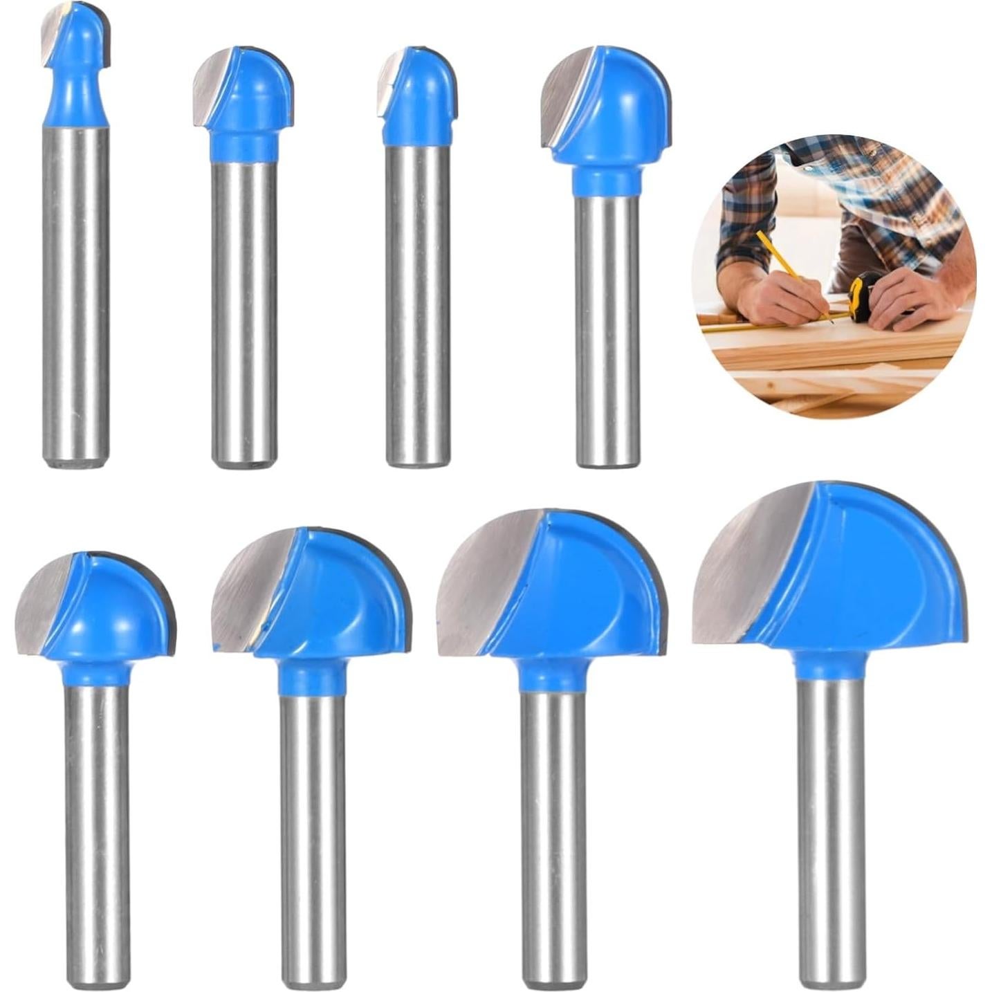 Juego de 8 Brocas de Router OMISTAR 1/4 a 2,54 cm Carburo