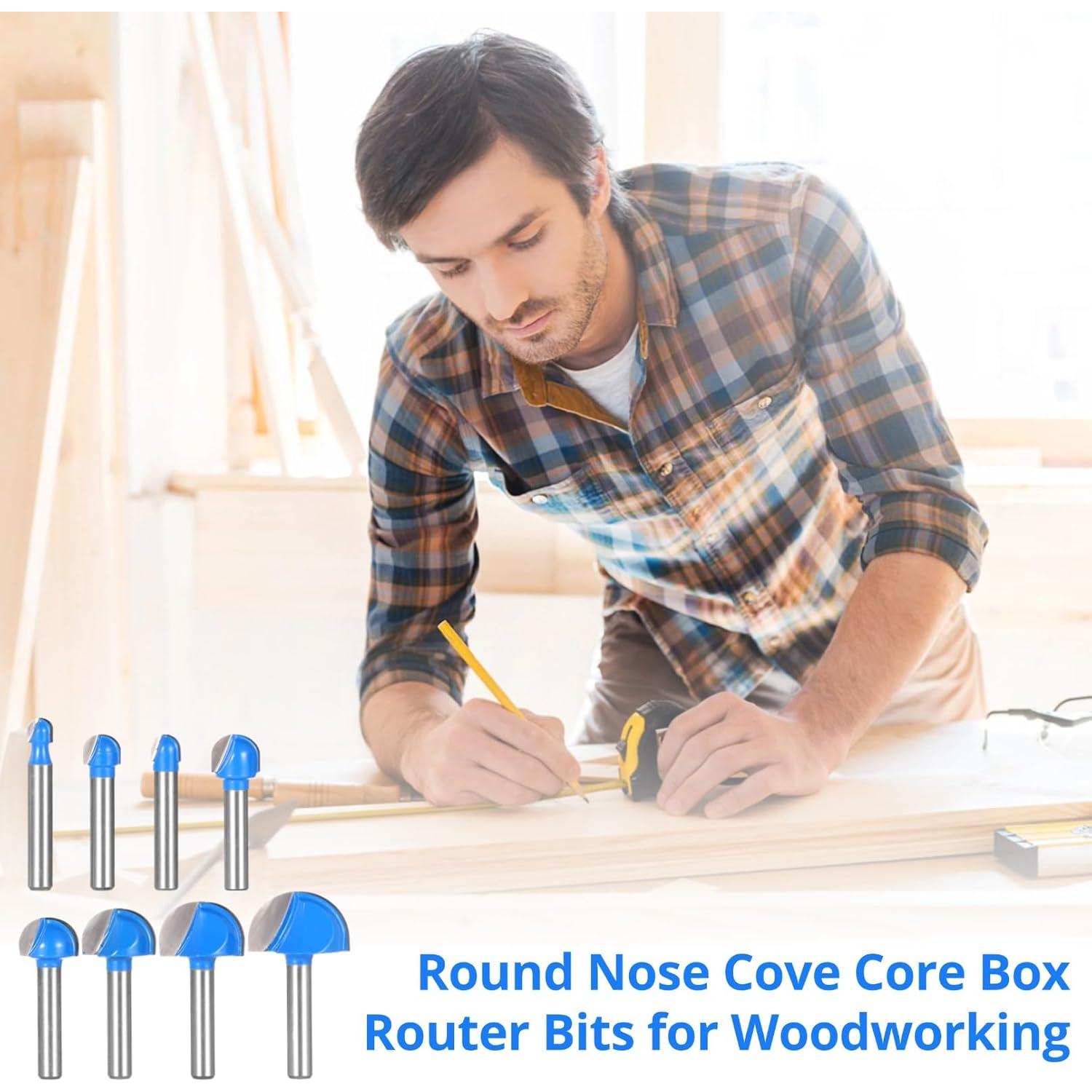 Juego de 8 Brocas de Router OMISTAR 1/4 a 2,54 cm Carburo