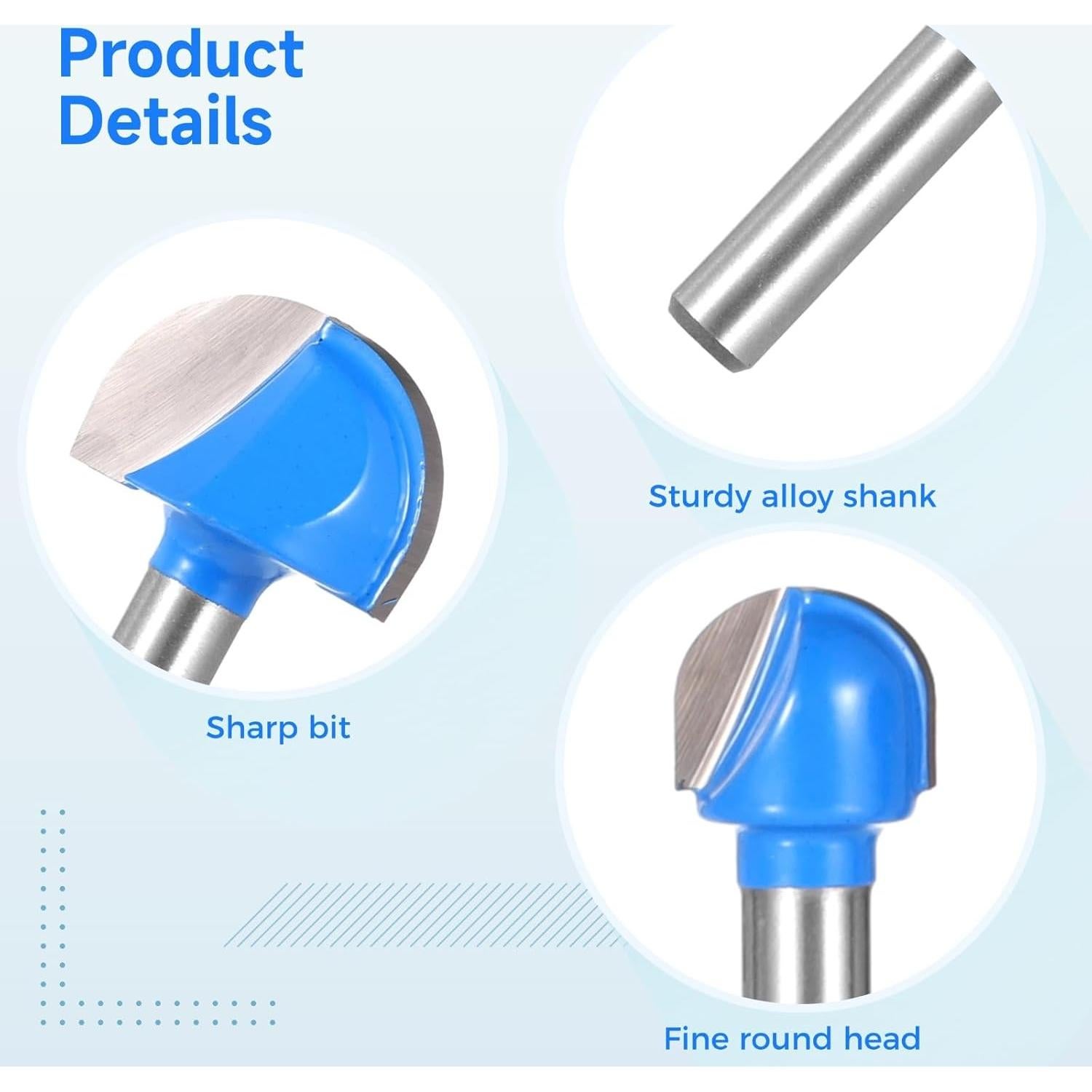 Juego de 8 Brocas de Router OMISTAR 1/4 a 2,54 cm Carburo