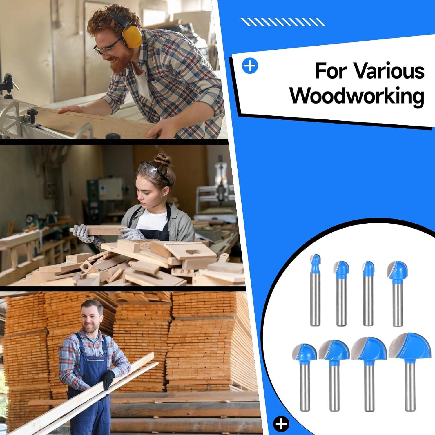 Juego de 8 Brocas de Router OMISTAR 1/4 a 2,54 cm Carburo