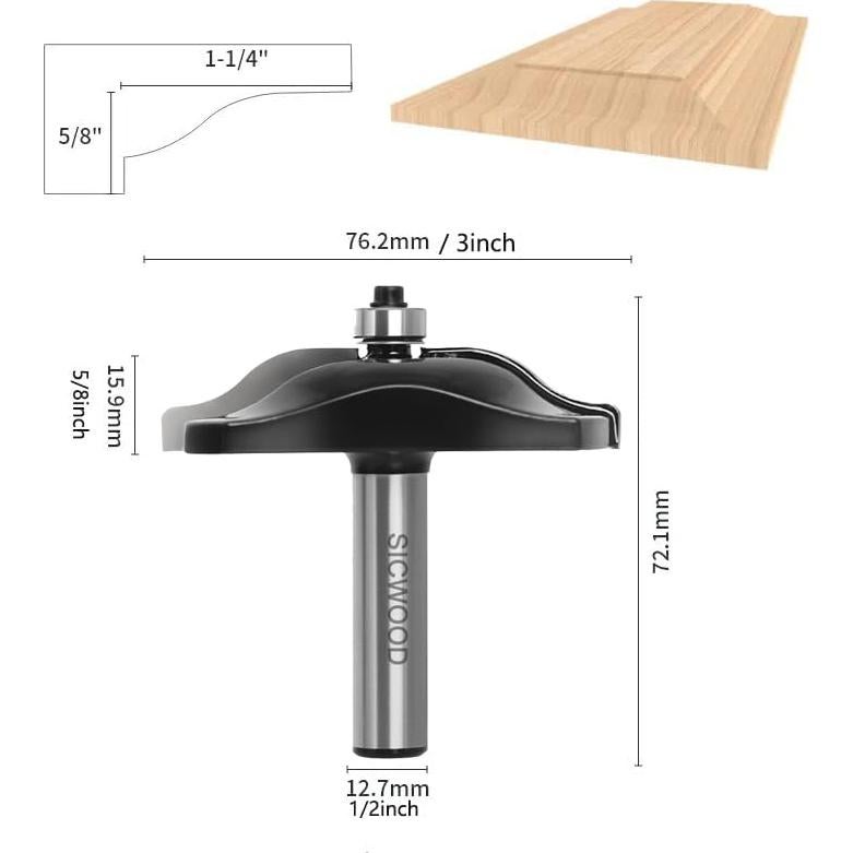 Juego de 3 Bits de Router SICWOOD para Gabinetes 1/2"