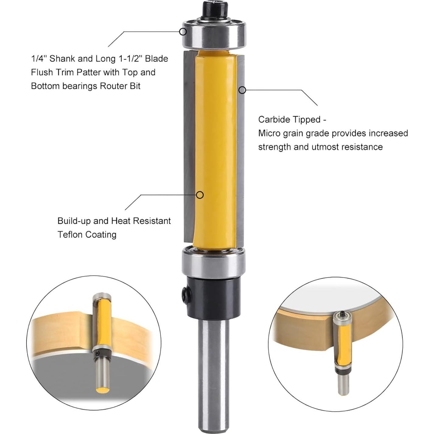 Broca niveladora Gorgeri 1/4" vástago 38mm para router