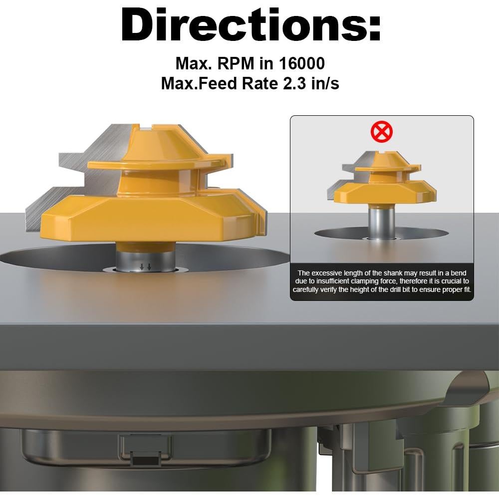 FivePears Router Bit 45° Cierre Miter 1/2" Vástago 3 Piezas