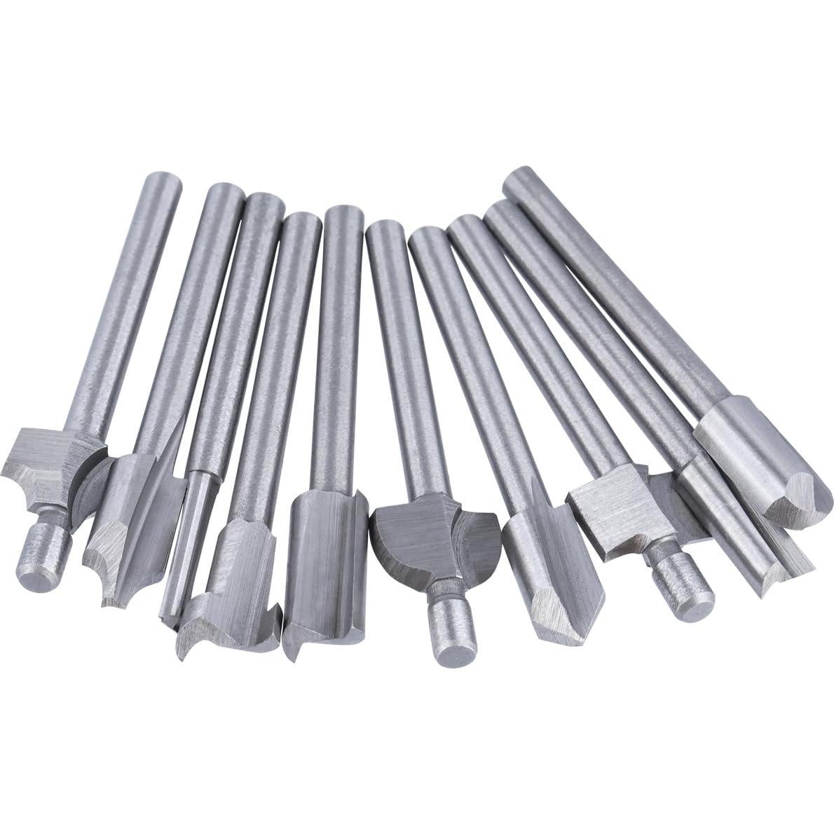 Juego de 10 Bits de Router HSS Wolfride 3mm Titanio