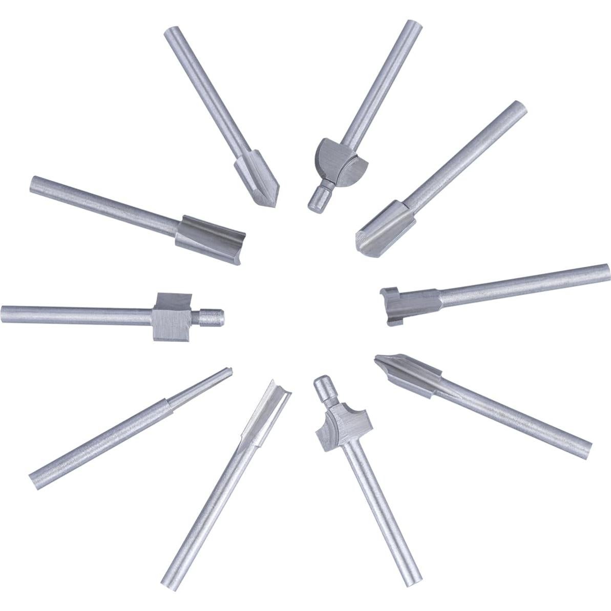 Juego de 10 Bits de Router HSS Wolfride 3mm Titanio