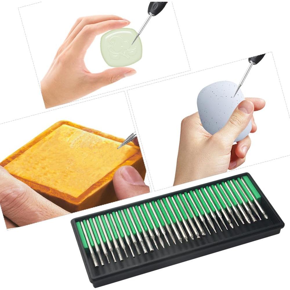 90 Puntas de Diamante TOVOT 1/8" para Grabado y Pulido