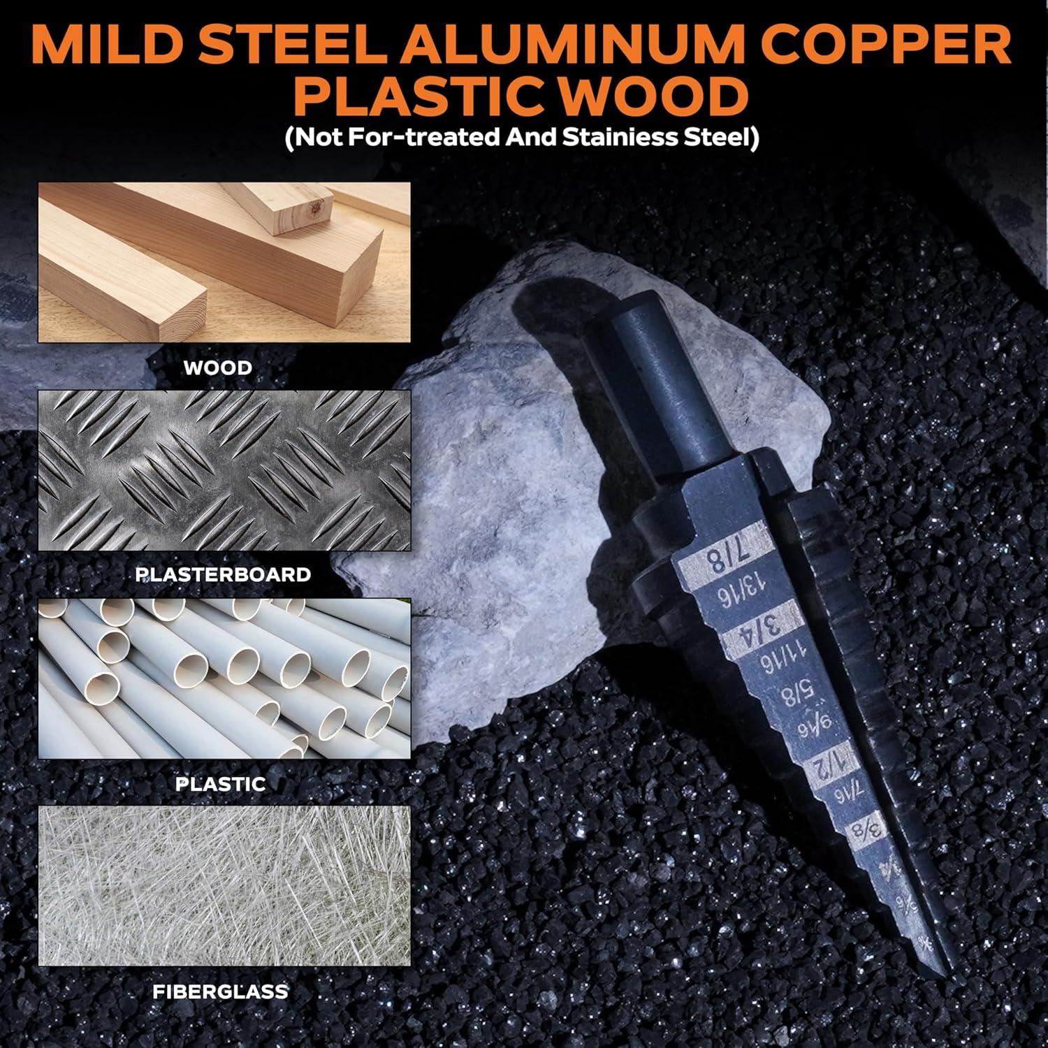 Juego de Brocas Escalonadas KSEIBI HSS 0,48-2,22 cm 3 Planos