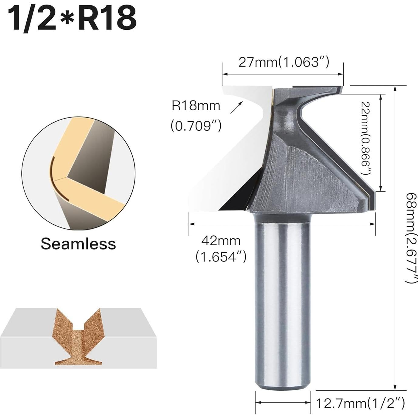 Fresa de Carpintería HUHAO R18 Cuchilla Curvatura 7.62cm