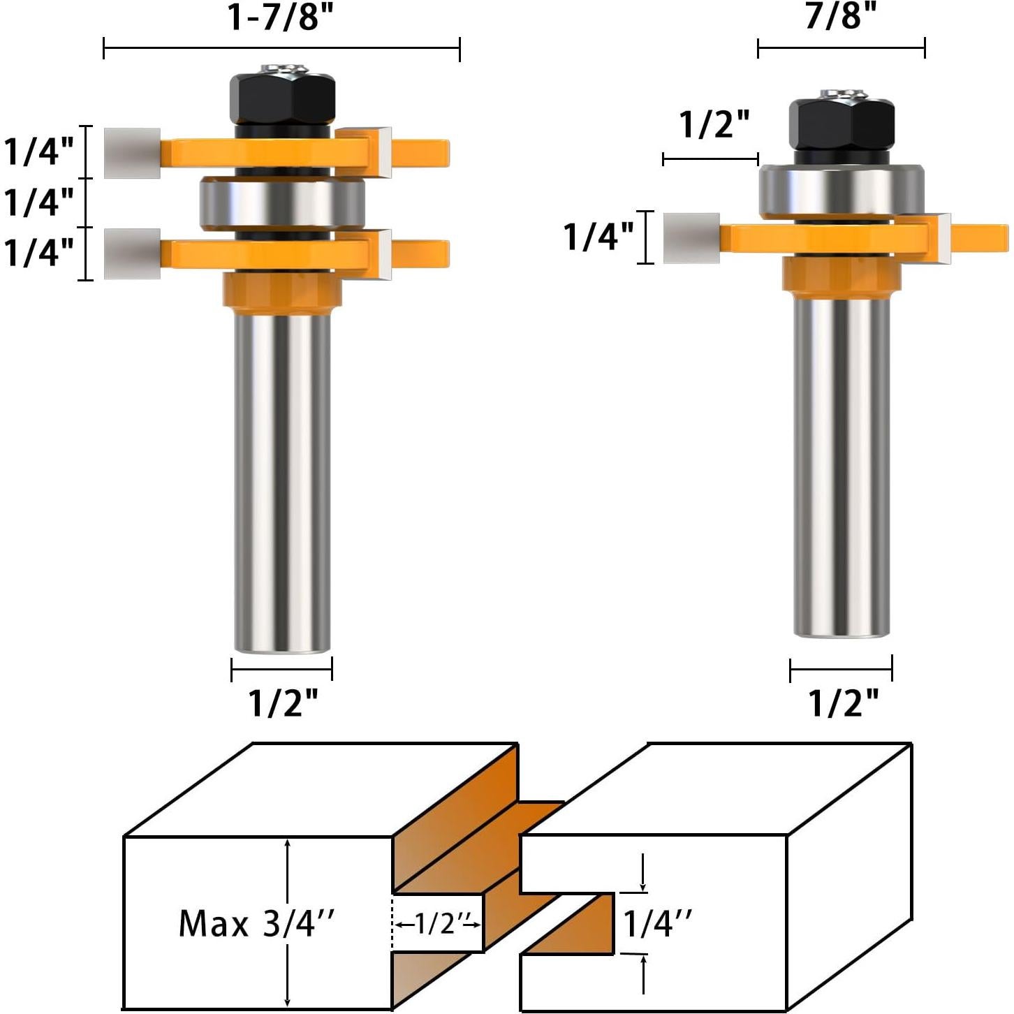 Juego de herramientas fresadora Helovmine 45° 3 fresas 1/2"