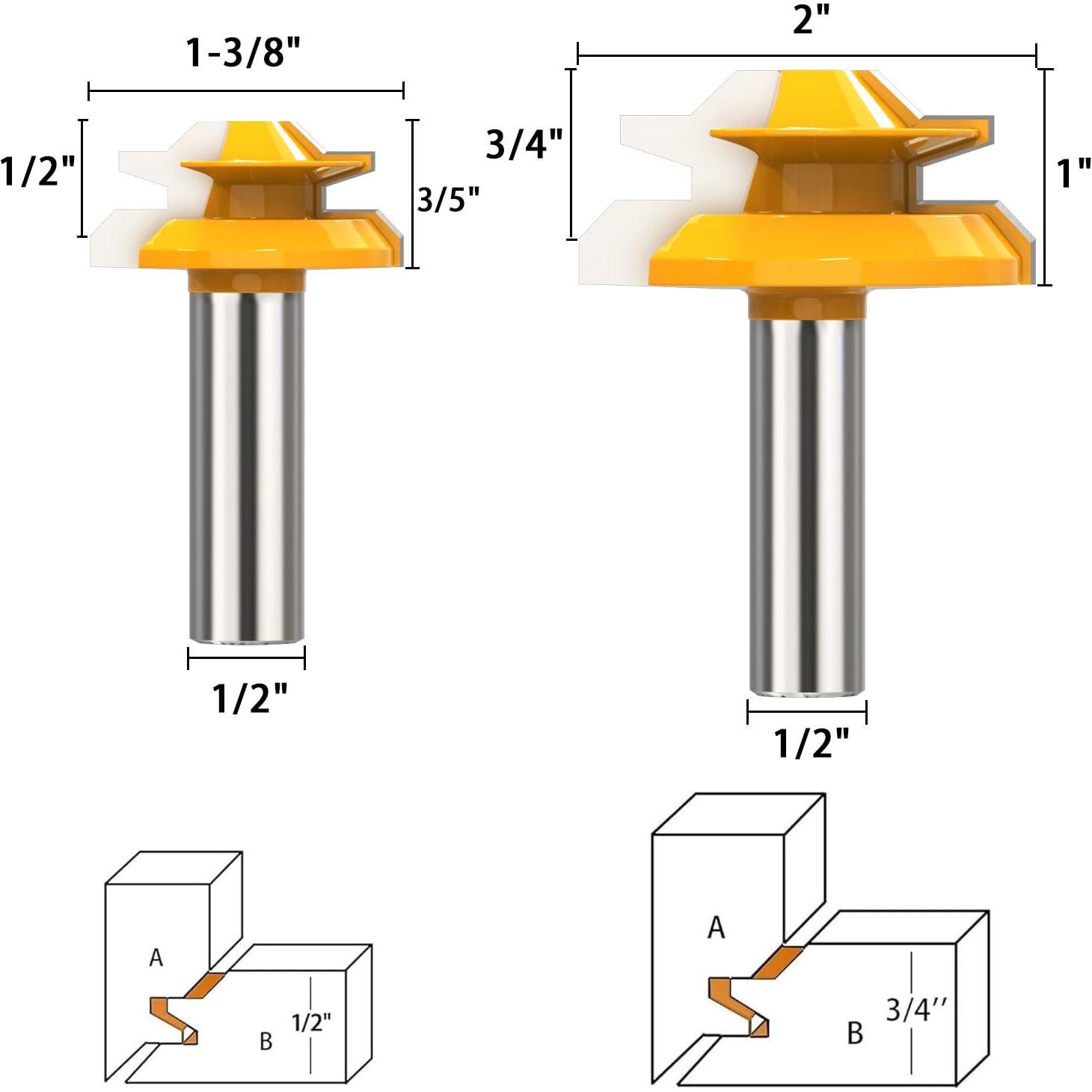 Juego de herramientas fresadora Helovmine 45° 3 fresas 1/2"