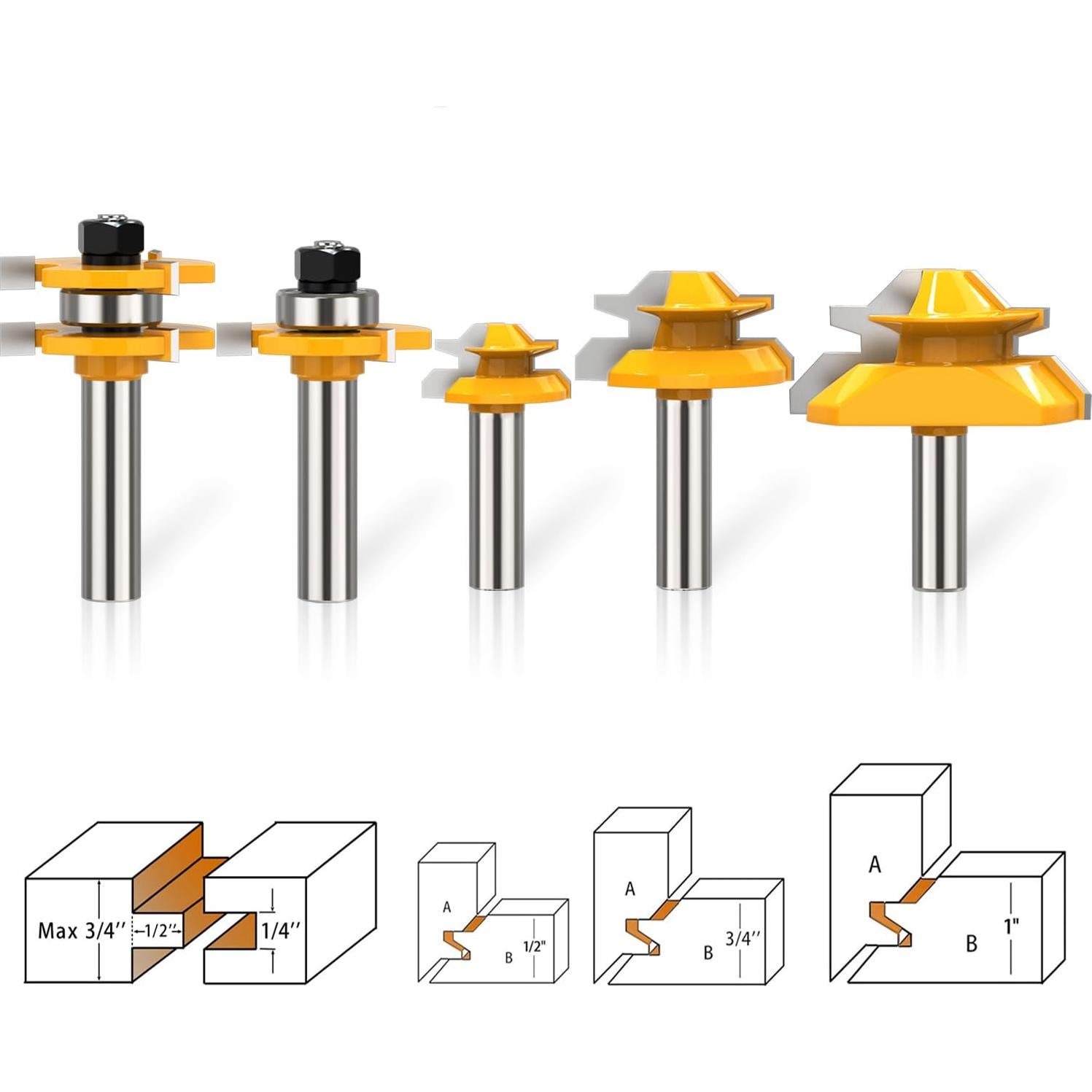 Juego de herramientas fresadora Helovmine 45° 3 fresas 1/2"