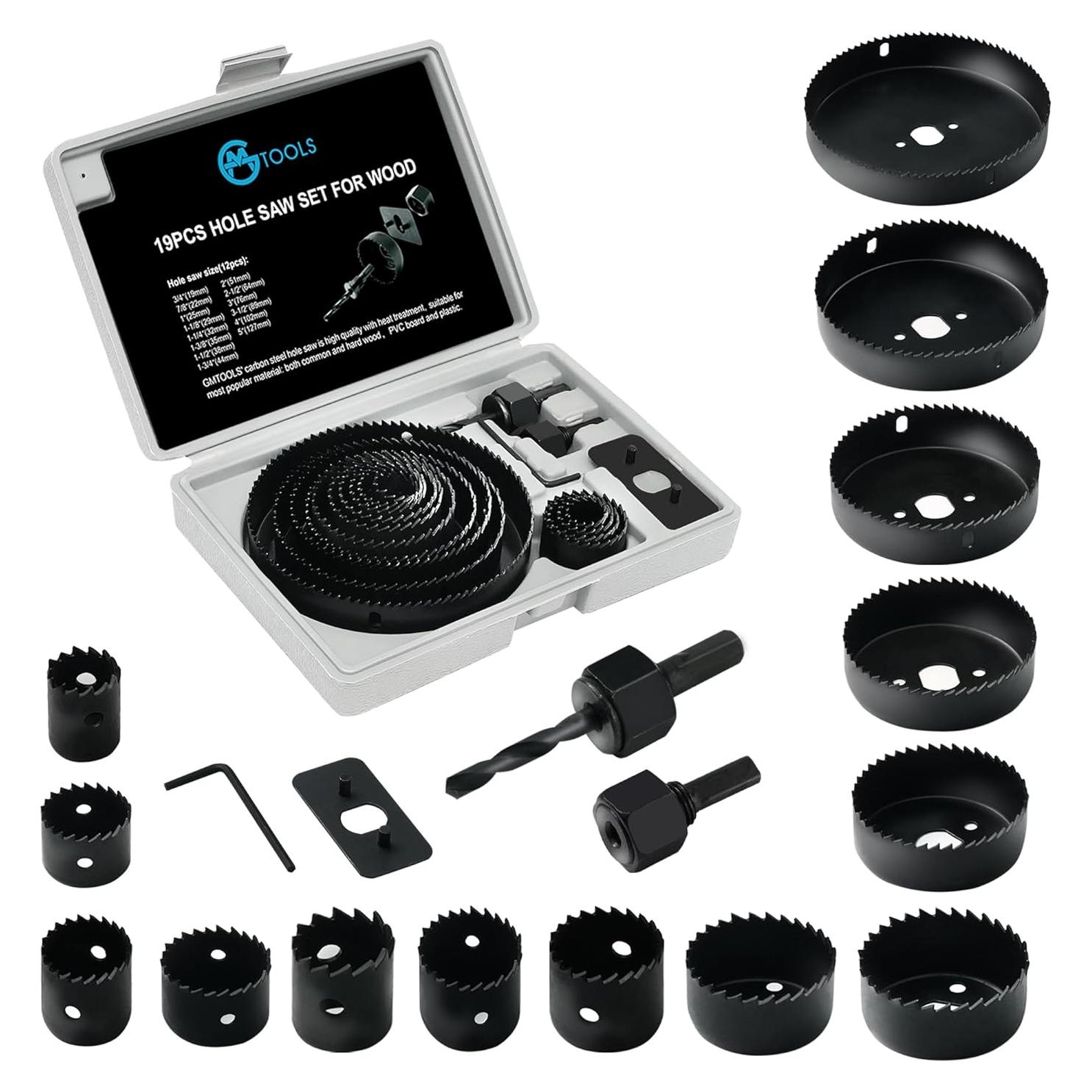 Juego de Sierras de Corona GMTOOLS 19 Piezas 19-127mm