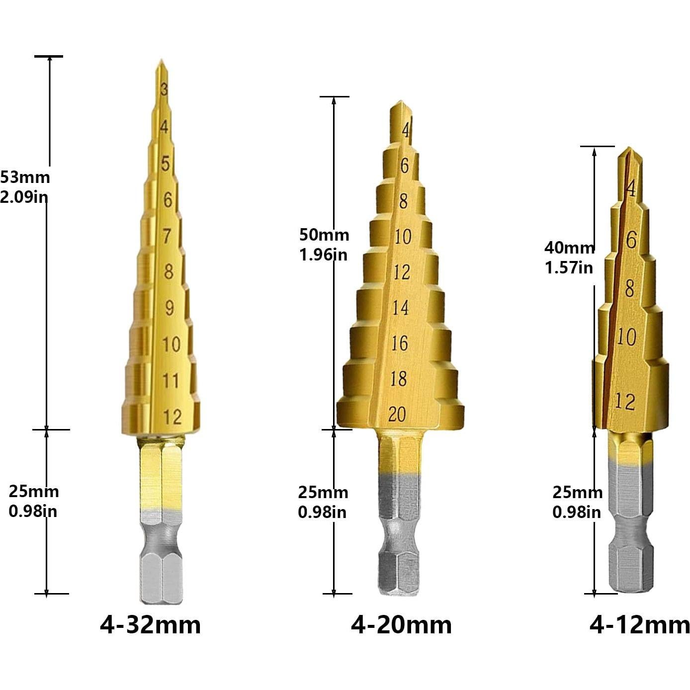 Juego de brocas escalonadas Tworider 3 piezas 4-20mm